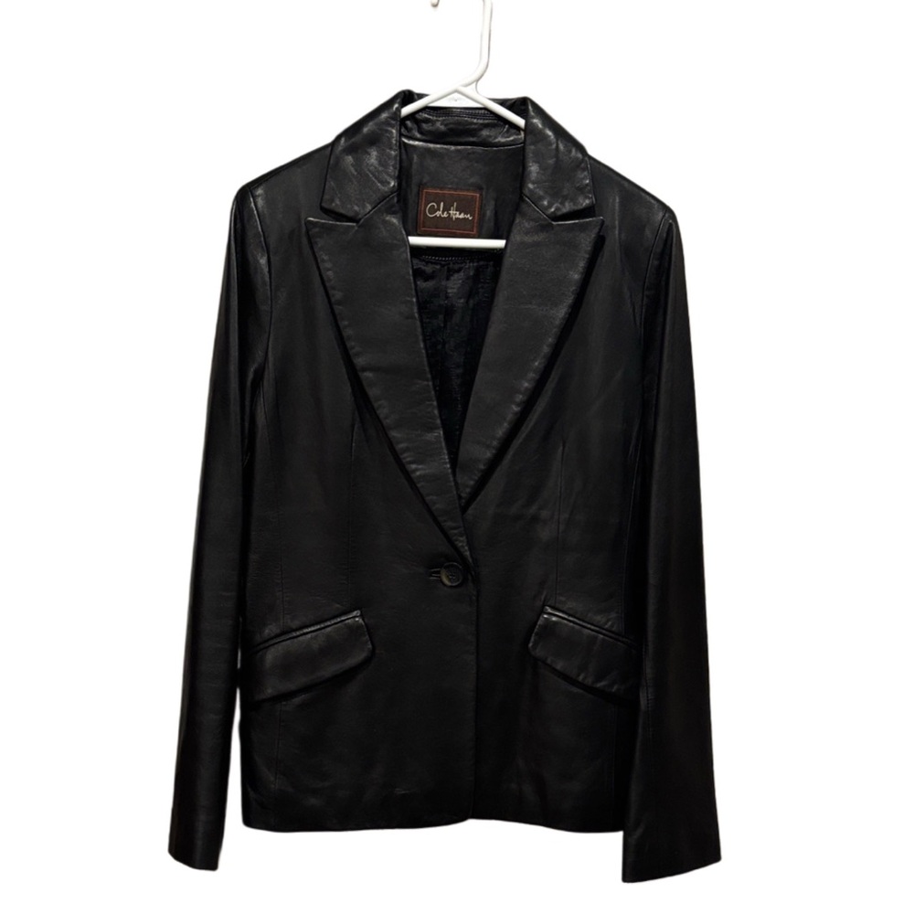 Cole Haan Leather Black Blazer